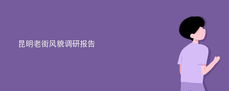 昆明老街风貌调研报告