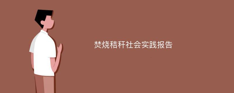 焚烧秸秆社会实践报告