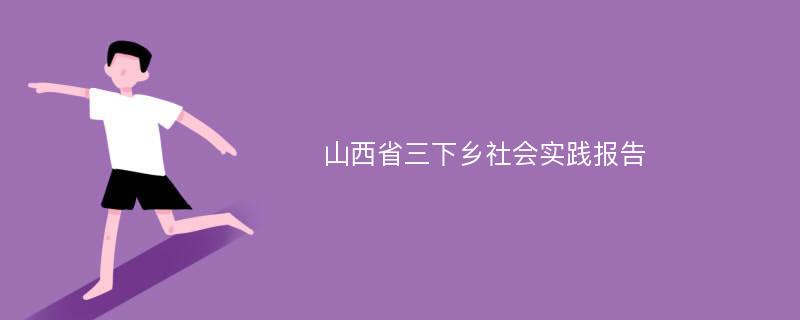 山西省三下乡社会实践报告