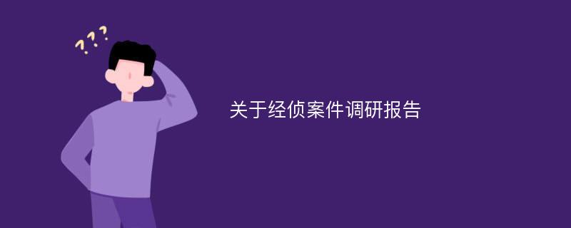 关于经侦案件调研报告