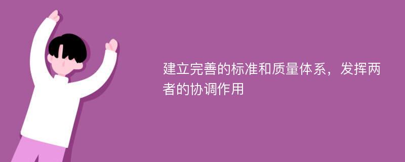 建立完善的标准和质量体系，发挥两者的协调作用